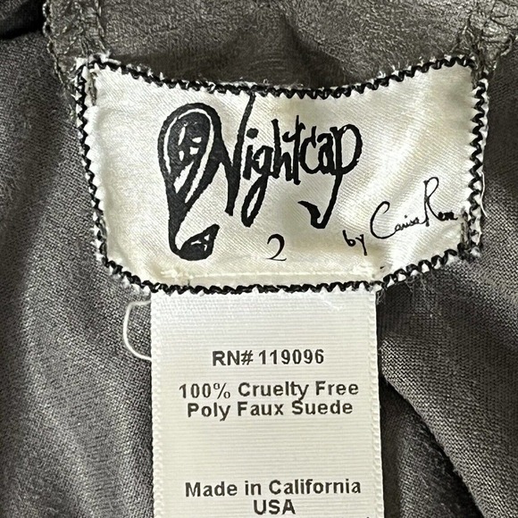 Nightcap by Carisa Rene Taupe Gray Vegan Suede Halter Dress 2 Mini Super Soft - Picture 11 of 11